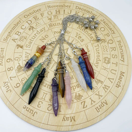 Egyptian Healing Crystal Pendulums for Dowsing Divination Natural Stone Pendant Amethyst Pink Quartz Spirituel Pendulos X212