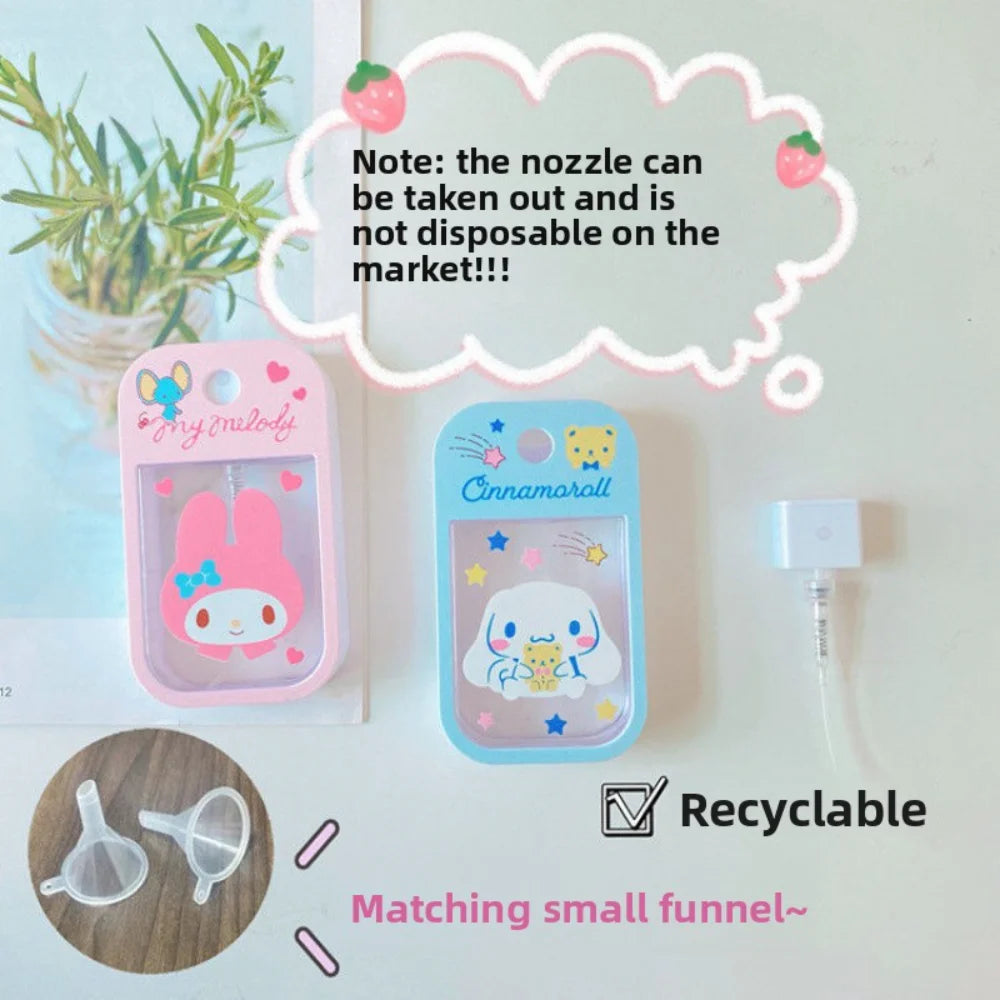 New Hello Kitty Kuromi Anime 50ML Filling Bottle Cartoon Alcohol Press Bottled Travel Portable Perfume Spray Refillable Bottles