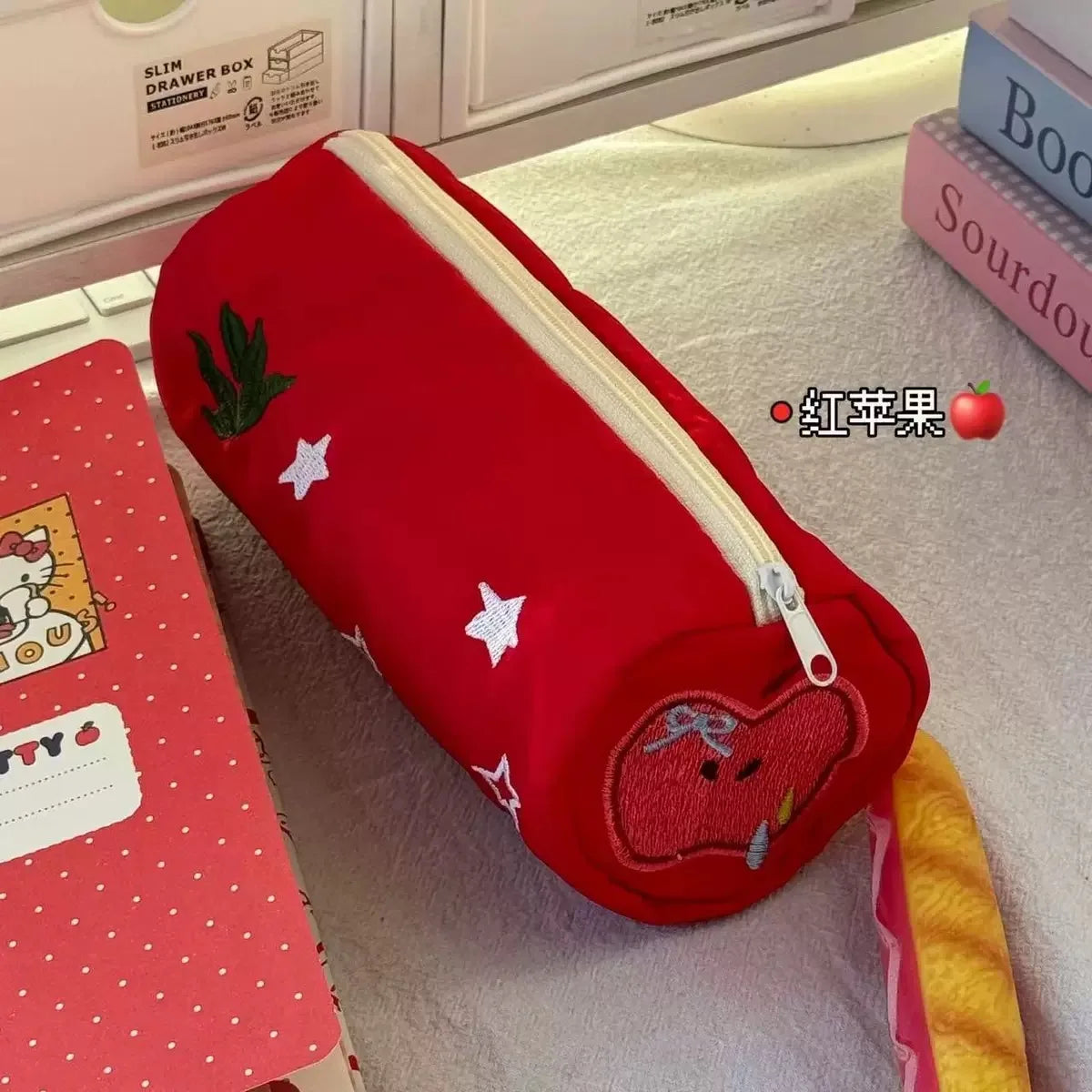 Pink Towel Roll Pencil Case Kawaii Soft Pen Storage Bag Cosmetic Pouch Cartoon Large Capacity Student Stationery School Supplies