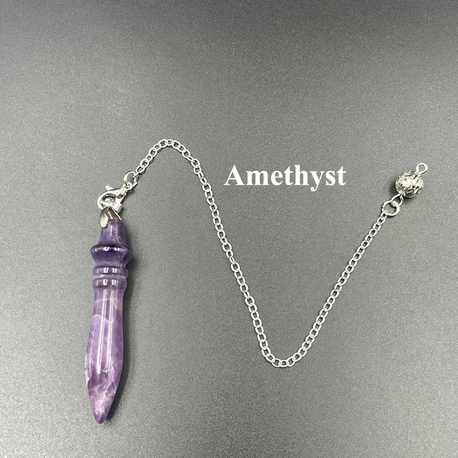 Egyptian Healing Crystal Pendulums for Dowsing Divination Natural Stone Pendant Amethyst Pink Quartz Spirituel Pendulos X212