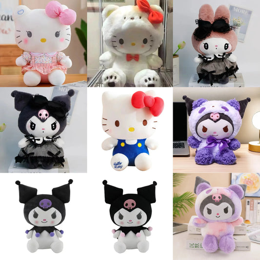 25CM Kawaii Sanrio Plush Hello Kitty Cinnamonroll Kuromi Pochacco Stuffed Plush Doll Cartoon Cute Toys Children Birthday Gifts