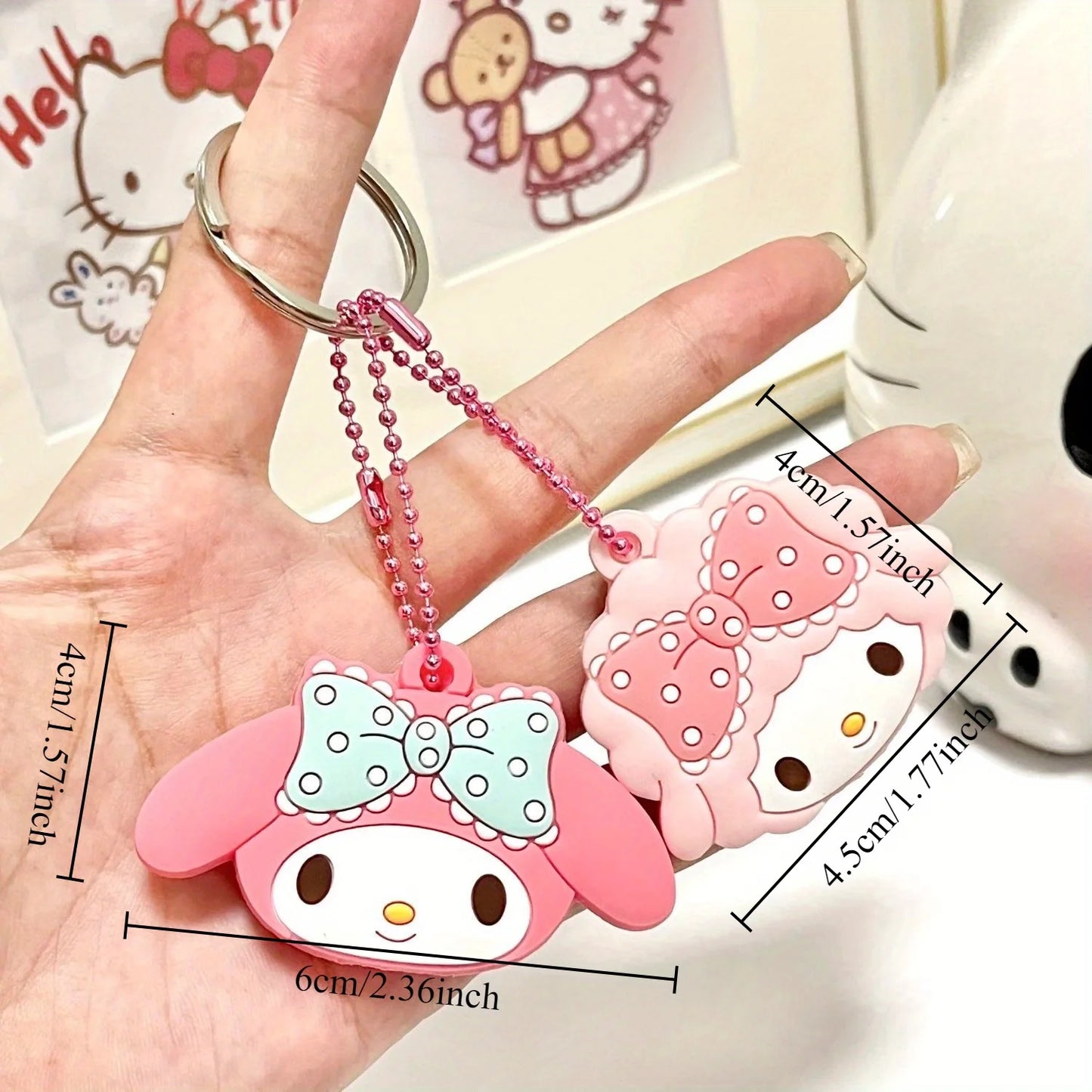 Kawaii Sanrio Hello Kitty Silicone Key Dustproof Protective Cover Cartoon Anime My Melody Portable Anti-lost Keychain Girls Gift