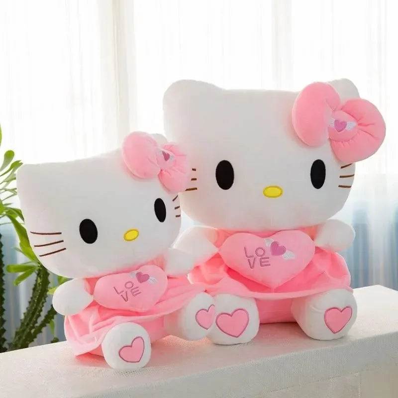 Newest Hello Kitty Cat Plush Dolls Stuffed Animal Toy Cartoon Cute Pink Heart Kitten Pillow Kids Brithday Christmas Gifts