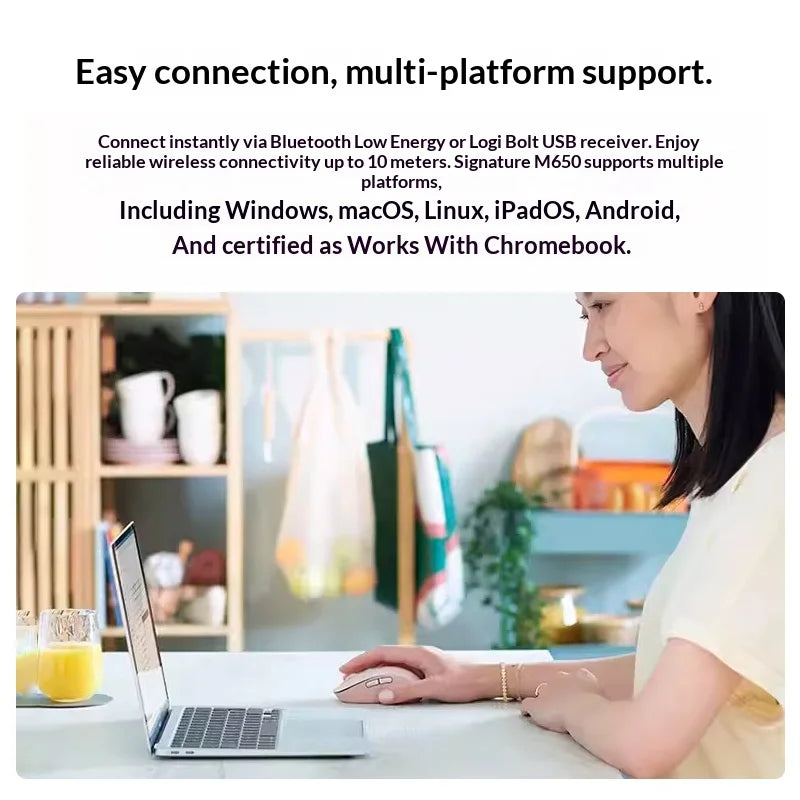 Logitech M650/M650/M650L Stylish Office Mouse - Rose Pink for Modern Workspace