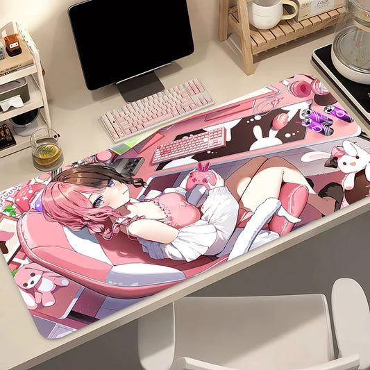 Gaming Mousepads Anime Cute Girl Mouse Mat VSPO Hinano Tachibana Desktop Mats Non-Slip Rubber Mouse Pad Kawaii Pink Keyboard Pad