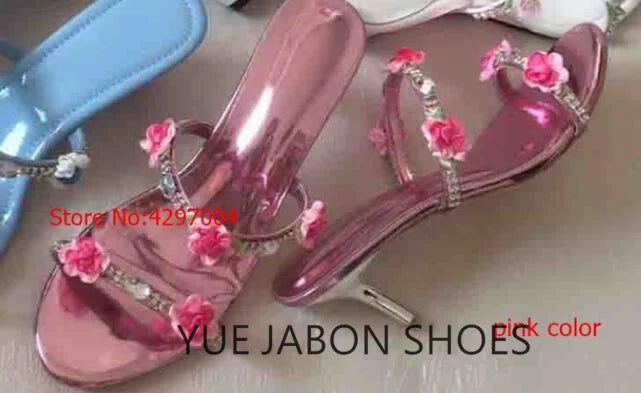 Pink Summer Luxurious gladiator sandals women Flat Sandals Snake Punk Rhinestone Flat Heel Women Sandals Wedding Party shoes