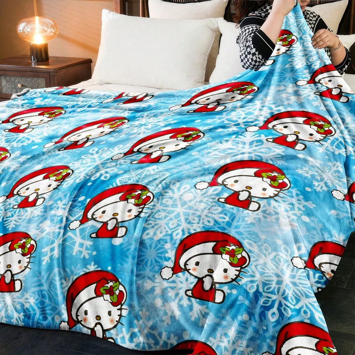 JIT Hello Kitty Pink Blanket Cute Cartoon Printed for Bedroom Living Room Decorative Cozy Soft Durable High Quality for Bedding