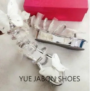 Pink Summer Luxurious gladiator sandals women Flat Sandals Snake Punk Rhinestone Flat Heel Women Sandals Wedding Party shoes