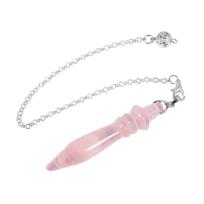 Egyptian Healing Crystal Pendulums for Dowsing Divination Natural Stone Pendant Amethyst Pink Quartz Spirituel Pendulos X212
