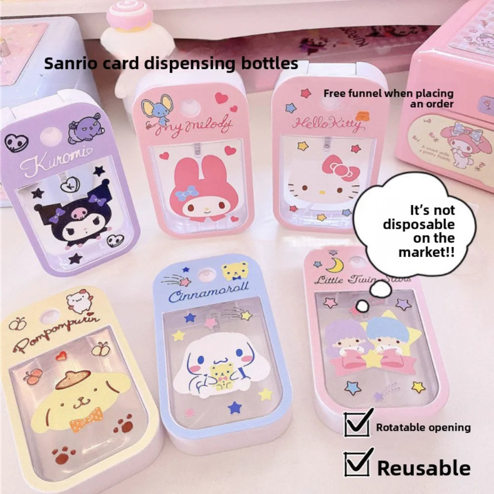 New Hello Kitty Kuromi Anime 50ML Filling Bottle Cartoon Alcohol Press Bottled Travel Portable Perfume Spray Refillable Bottles