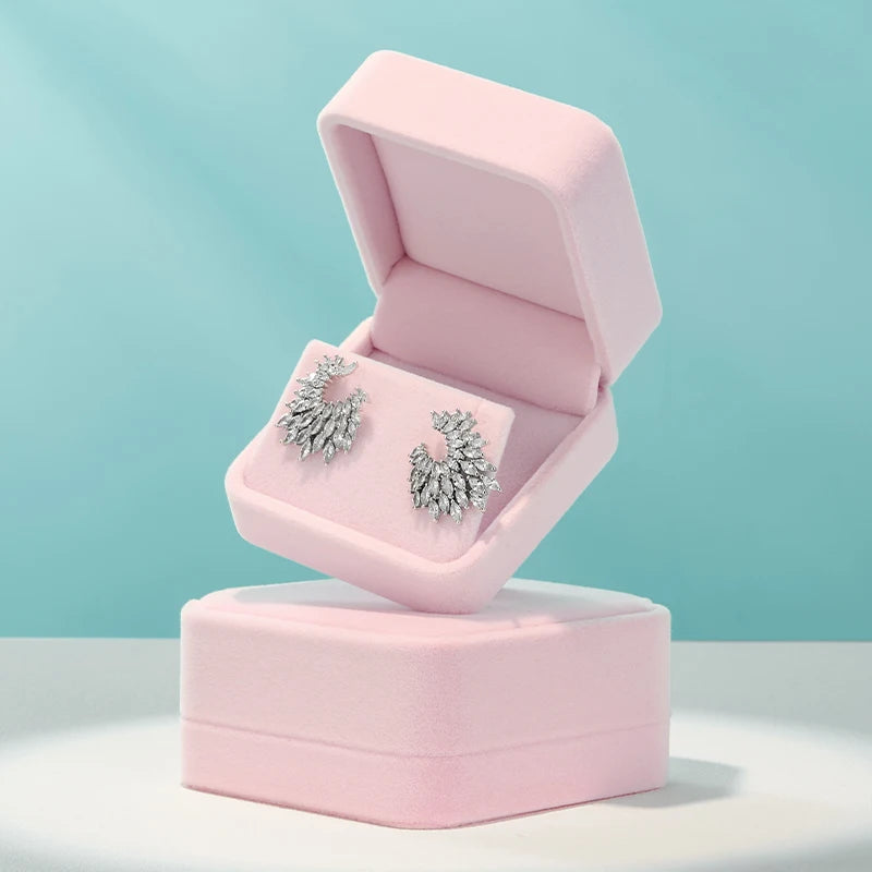 Oirlv Velvet Ring Box Pink Earring Jewelry Box Necklace Bracelet Storage Case Jewelry Gift Box for Wedding Jewelry Organizer Box