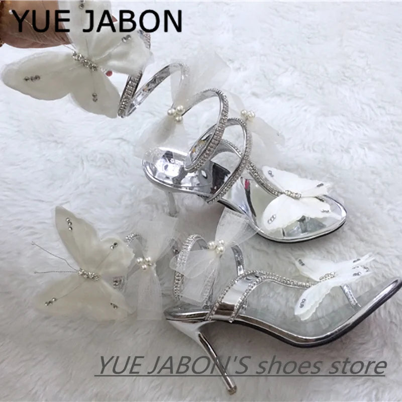 Pink Summer Luxurious gladiator sandals women Flat Sandals Snake Punk Rhinestone Flat Heel Women Sandals Wedding Party shoes