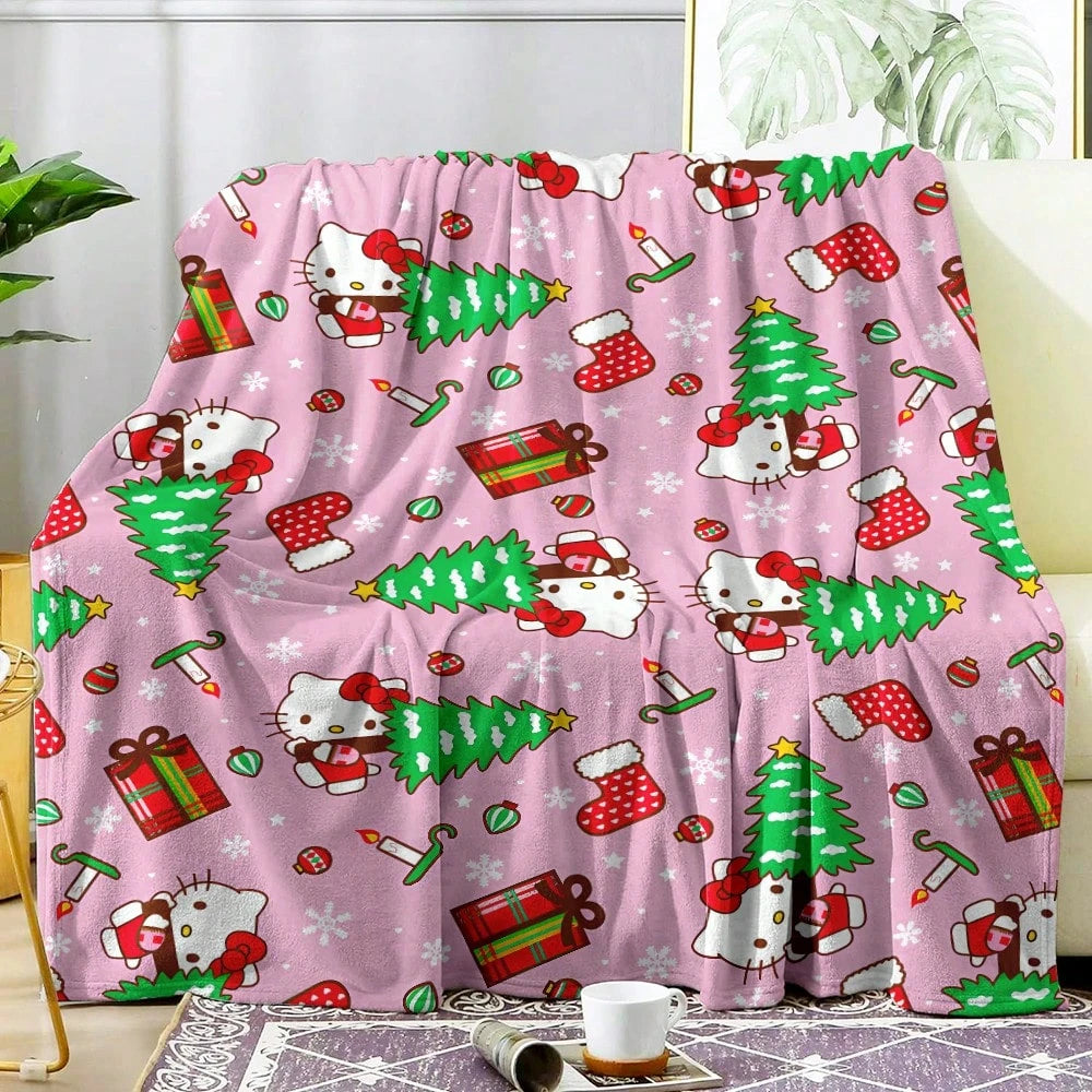 JIT Hello Kitty Pink Blanket Cute Cartoon Printed for Bedroom Living Room Decorative Cozy Soft Durable High Quality for Bedding