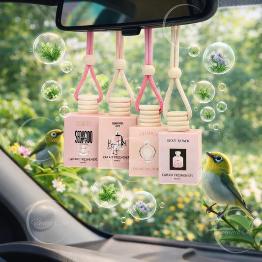 Pink Car Fragrance 8ML Keep Charming Fresh Glass Bottle Air Freshener Hanging Car Interior Decoration Female Perfume Diffuser